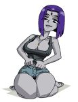 animated animated_gif big_breasts breasts dboy dc dc_comics gif grey_skin looking_at_viewer nipples purple_eyes purple_hair raven_(dc) teen_titans