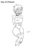 1girl 1girls bondage bondage_gear gagged gorillaz je20 noodle_(gorillaz) outline sketch