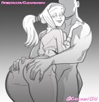 1boy 1girl 1girls 2025 ass ass ass_grab bedroom_eyes big_ass big_ass butt_grab butt_squeeze chickpea clothed_female courtney_babcock digital_drawing_(artwork) eyeshadow faceless_male grabbing_ass gradient_background grey_background grey_theme greyscale huge_ass huge_ass light-skinned_female looking_at_viewer male monochrome paranorman pawg ponytail simple_background smile