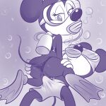 1:1 1girl anthro ass bikini bikini_bottom bikini_top blue_and_white bubble clothing disney diving_mask duo erection erection_under_clothing eyewear genitals goggles lonbluewolf looking_back looking_down male mammal mask mickey_mouse minnie_mouse monochrome mouse murid murine pussy_floss raised_tail rodent scuba_diving scuba_tank sea swimming_fins swimming_goggles swimming_trunks swimwear tail two-piece_swimsuit vulva water