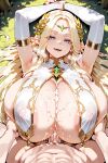 1boy1girl 1girl ai_generated blonde_hair cerestia_of_life cum cum_on_breasts curvy curvy_female curvy_figure elf elf_ears last_origin long_hair nude paizuri sex