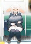 1girl 2018 anthro bedroom_eyes big_breasts blush breasts brown_eyes clothed clothing clothing_lift flashing footwear furry hair half-closed_eyes huge_breasts kishibe lagomorph legwear long_ears looking_at_viewer mammal neck_tie panties rabbit school_uniform seductive shoes sitting skirt skirt_lift slightly_chubby stockings thick_thighs underwear uniform upskirt voluptuous white_hair