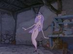 1girl big_breasts breasts disney edit female_only green_eyes hairy_pussy high_heels hips legs lipstick long_hair madam_mim naked_heels nipples nude purple_hair pussy screenshot screenshot_edit smile teeth the_sword_in_the_stone witch