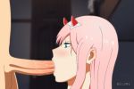  1boy 1girl 3:2_aspect_ratio aqua_eyes beldmi blush darling_in_the_franxx erection eyeshadow fellatio gif hairband half-closed_eyes hetero horns loop makeup male oral penis pink_hair saliva shiny shiny_hair straight_hair uncensored white_hair_ornament white_hairband zero_two_(darling_in_the_franxx) 