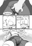 1girl 1girl anthro argento blush clothed clothing comic english_text footwear furry greyscale hedgehog mammal masturbation monochrome open_mouth pussy_juice pussy_juice_string shoes sophie_(argento) sweat text vaginal vaginal_masturbation wide_hips