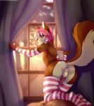  1boy anthro anus arm_warmers armwear ass big_ass blush canine clothed clothing crossdressing dog femboy fur furry husky legwear male mammal ni70 panties presenting presenting_hindquarters ren&eacute;_(renethehuskypup) socks stockings underwear 