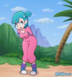 1girl blue_eyes blue_hair bouncing_breasts breasts bulma bulma_briefs cute dragon_ball flashing gif hot looking_at_viewer no_panties pussy sexy smile tohdraws