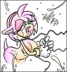  amy_rose bukkake chains cum erinaceinae_humanoid furry green_eyes hedgehog leash medium_breasts mobian_(species) pink_fur purity red_dress sega short_hair sonic sonic_team sonic_the_hedgehog_(series) text white_gloves 