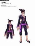  1girl alternate_costume back capcom concept_art high_heels juri_han no_socks official_art open_clothes open_shirt shirt shoes short_twintails side_slit street_fighter street_fighter_iv twintails yin_yang 