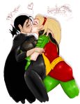  2_girls 2girls asian batgirl batman_(series) black_hair blonde_hair cassandra_cain dc dc_comics female female/female female_only interracial kissing multiple_girls pantyhose robin stephanie_brown yuri 