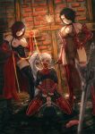 3_girls bdsm bondage bound bound_arms bound_legs bound_wrists choker cinder_fall collar corset domination dominatrix female_only handcuffs kuon_(kwonchanji) leash masked nudity orgasm orgasm_face ruby_rose rwby sex sex_machine submissive sybian weiss_schnee