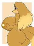  1girl 2018 anthro ass big_ass big_breasts breasts canine digital_media_(artwork) dog dogmom_(cherrikissu) furry hand_on_breast high_res huge_breasts inverted_nipples kloudmutt mabel_(cherrikissu) mammal nipples nude original rear_view saluki thick_thighs voluptuous wide_hips 