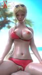 3d android beach big_ass big_breasts bikini bikini_aside bikini_bottom bikini_top bikini_top_removed blender blonde_hair breasts breasts_out exga milf nier nier:_automata ocean palm_tree pussy sky sunglasses_on_head yorha_commander yorha_no._9_type_s