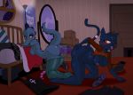  1girl 2018 alligator anal_beads anthro armwear ass bea_(nitw) bed bedroom big_ass black_fur blush breasts cat cigarette clitoris clitoris_piercing clothed clothing crocodilian detailed_background dildo discarded_clothing double_dildo duo eide_(nitw) feet feline female/female fishnet fishnet_armwear fishnet_legwear fishnet_stockings footwear fur furry genital_piercing hand_on_butt high_res legwear looking_back looking_pleasured mae_(nitw) mammal mostly_nude night_in_the_woods nipple_piercing nipples one_eye_closed penetration piercing pussy pussy_juice pussy_piercing raised_tail reptile scalie sex sex_toy shoes slashysmiley smoking stockings sweat toes tongue tongue_out vaginal vaginal_penetration 