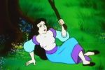 black_hair breasts breasts_outside edit female female_only filmation grass happily_ever_after_(1990_film) long_hair nipples outside snow_white_(happily_ever_after) stick tree