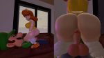  1boy 1girl ass brunette close-up clothed_sex cowgirl_position happy_sex hetero luigi male/female mxp1985 nintendo penis princess_daisy sex_on_couch super_mario_bros. super_mario_land testicles vaginal vaginal_penetration vaginal_sex 