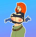 crop_top expansion gloves huge_breasts huge_nipples kim_possible kimberly_ann_possible