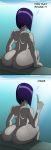 1girl ass ass_focus back_to_viewer bare_ass completely_nude dat_ass dc_comics edit female_only female_solo high_resolution large_ass looking_at_viewer meme nude purple_hair raven_(dc) ravenravenraven short_hair sitting solo teen_titans third-party_edit