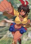  1girl ;o akisu_k alluring athletic_female bandai_namco big_breasts breasts cleavage female_abs fighting_game fit_female josie_rizal namco namco_bandai one_eye_closed punch punching short_hair skirt tan_skin tekken thighs twitter video_game video_game_character video_game_franchise video_games wink winking_at_viewer 