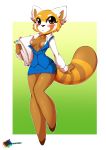 1girl 1girl 2018 absurd_res aggressive_retsuko anthro areola blush breasts clothed clothing digital_media_(artwork) furry high_res holding_object looking_at_viewer mammal nipples rainbowscreen red_panda retsuko sanrio