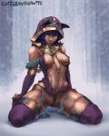 1girl 1girl areola breasts cutesexyrobutts dark-skinned_female dark_skin female_only menat nipples spread_legs street_fighter