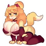 1girl 1girl 2018 animal_crossing anthro big_breasts breasts canine digital_media_(artwork) furry isabelle_(animal_crossing) looking_at_viewer mammal nintendo nipples raikissu thick_thighs video_games