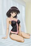 1_girl 1girl black_hair breasts brown_eyes cute female female_only hot lingerie looking_at_viewer mostly_nude panties school_rumble sexy short_black_hair short_hair side-tie_panties smile solo tsukamoto_yakumo underwear