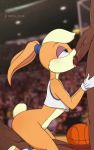 basketball basketball_court basketball_uniform bbc fellatio lagomorph lola_bunny looking_up looney_tunes merunyaa sex space_jam spitroast threesome vaginal vaginal_penetration webm