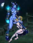 demon_girl domination draenei hooves mister-mediocre_(artist) monster_girl shaved shaved_pussy tied tied_hands tied_up world_of_warcraft yuri