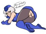  atlus elizabeth_(persona) looking_at_viewer looking_back persona persona_3 pussy scruffyturtles stockings torn_pantyhose 