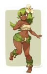 1girl amalia_sheran_sharm brown_eyes cute dark-skinned_female green_hair hot long_hair looking_away miniskirt panties sexy underwear wakfu