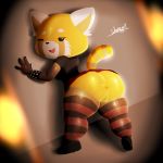  1girl aggressive_retsuko anthro anus ass big_ass breasts clothing furry jaynatorburudragon legwear mammal one_eye_closed open_mouth presenting pussy red_panda retsuko sanrio short_stack smile stockings wink 