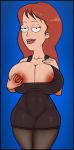 1girl black_dress breasts cleavage cydlock female freckles huge_breasts jacquelyn_(rick_and_morty) looking_at_viewer nipples red_hair rick_and_morty