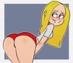  1girl 2020s 2023 albinocawfee ass ass_focus bent_over big_ass black_eyes blonde_hair booty_shorts bottomwear buckteeth cartoon_network dat_ass denim_shorts ed,_edd,_&#039;n&#039;_eddy female female_only freckles freckles_on_face hair half-closed_eyes huge_ass jean_shorts light-skinned_female light_skin long_hair long_hair_female looking_back love may_kanker panties pink_underwear rear_view red_bottomwear red_shorts shirt short_shorts shorts smile solo solo_female standing t-shirt teen teenage_girl thighs tomboy upshorts western_art western_cartoon white_shirt white_topwear 