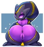  &lt;3 1girl 1girl :3 anus ass bedroom_eyes big_ass butt_focus butt_squish clothed clothing genitals half-closed_eyes high_res huge_ass humanoid kneel looking_at_viewer looking_back mega_banette mega_evolution narrowed_eyes nintendo not_furry pok&eacute;mon pok&eacute;mon_(species) presenting presenting_anus presenting_hindquarters presenting_pussy pussy r-mk rear_view seductive short_stack simple_background sitting squish video_games wavy_mouth wide_hips 