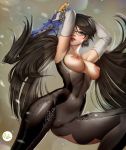 bayonetta bayonetta_(character) bayonetta_2 didi_esmeralda elbow_gloves gun looking_at_viewer