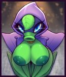  1girl areola big_breasts breasts cape clothed clothing electronic_arts elemental_creature elemental_humanoid flora_fauna green_shadow high_res humanoid kneel looking_at_viewer mostly_nude nipples not_furry partially_clothed plant plant_humanoid plants_vs_zombies plants_vs_zombies_heroes popcap_games r-mk thick_thighs video_games wide_hips 