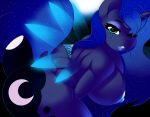 1girl 2018 anthro anthrofied areola ass big_ass big_breasts blue_eyes blue_hair breasts cutie_mark digital_media_(artwork) dock equine friendship_is_magic furry hair high_res horn kloudmutt lipstick long_hair looking_at_viewer makeup mammal my_little_pony nipples one_eye_closed princess_luna unicorn wink