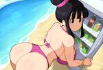  1girl afrobull_(style) ai_generated bikini chichi curvaceous dat_ass dragon_ball dragon_ball_z female female_only fridge huge_ass huge_breasts light-skinned_female mature_female mature_woman milf mullon novelai shounen_jump slut slutty_outfit solo_female summer voluptuous voluptuous_female whore 