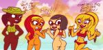 1girl 4girls alien ass ben_10 ben_10:_omniverse big_hero_6 bikini black_hair blonde_hair blush bottomless dark_skin disney embarrassed embarrassing female_only freckles glasses hairband hat honey_lemon human jasmine jasmine_(tdi) long_hair looking_back looking_down lucy_mann mina_beff orange_hair prank rayryan rayryan_(artist) side-tie_bikini tall_girl total_drama_island