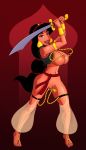 aladdin_(series) areolae big_breasts breasts disney female nipples nude princess_jasmine pussy rivawi solo sword weapon