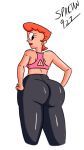 big_ass big_butt bubble_butt dexter's_laboratory dexter's_mom hot leggings looking_back milf mom orange_hair perspective redhead sexy_ass spartan927 sports_bra