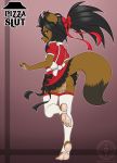 1girl anthro anus barefoot canine clothing cute_fangs feet furry humanoid_feet looking_at_viewer maid_uniform mammal pussy pussy_juice ribbons tanuki tanukiarts uniform upskirt yasha