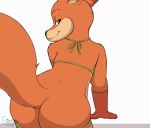 2018 animated animated_gif anthro anus ass backsack bikini butt_focus canine cewljoke clothed clothing crossdressing disney fox furry gif girly green_eyes half-closed_eyes male mammal nick_wilde signature simple_background smile swimsuit testicles thick_thighs white_background zootopia