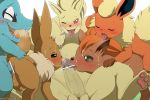  anal anal_insertion anal_penetration anal_sex double_fellatio eevee eeveelution fellatio flareon group_sex male_only multiple_boys ninetales oral pokemon pokemon_(anime) totodile vulpix yaoi 