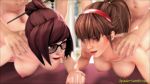 16:9_aspect_ratio 2boys 2girls 3d animated ass bent_over big_breasts bouncing_breasts breasts brown_hair dead_or_alive doggy_position female glasses hitomi_(doa) large_filesize looking_at_viewer loop male male/female mei-ling_zhou multiple_boys multiple_girls nipples no_audio nude overwatch ponytail spizder spizzy taken_from_behind tied_hair uncensored video webm