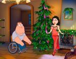 bonnie_swanson breasts erect_nipples family_guy joe_swanson negligee see-through shaved_pussy stockings thighs