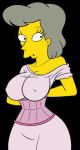 1girl black_background breasts clothed clothing croc_(artist) dress helen_lovejoy hot sexy sexy_body simple_background the_simpsons