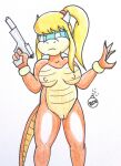  blonde_hair breasts crossover koopa metroid ponytail pussy rdk samus_aran scalie super_mario_bros. traditional_media traditional_media_(artwork) transformation 