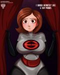 alcasar-reich alcasar-reich_(artist) big_breasts bodysuit breasts brown_eyes brown_hair disney female helen_parr milf pixar solo the_incredibles